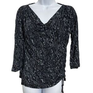 Michael Kors, black and gray, long sleeve blouse size PM or S. A572